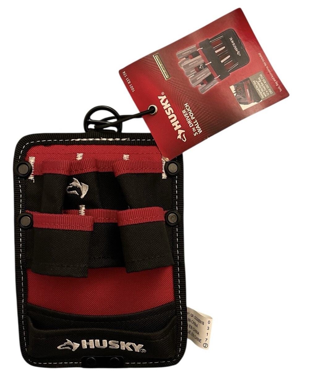 HUSKY Tool Bag 5 in. Driver Wall Pouch Belt Clip Screwdriver Holder Organizer